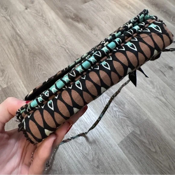 Vera Bradley All In One Crossbody Sierra Stream Purse Bag Wallet Blue Brown - Picture 3 of 8